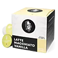 Kaffekapslen Latte Macchiato Vanilla package and capsule for Dolce Gusto
