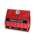 Kaffekapslen Dynamite Coffee package and pods for Senseo
